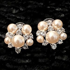 Faux pearl and rhinestone earrings